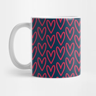 Blue and Red Hearts Repeated Pattern 098#001 Mug